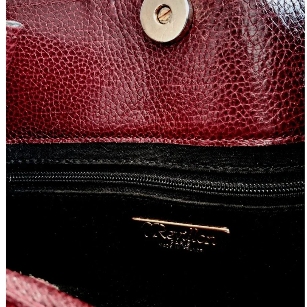 RARE Vintage Revillon French Bucket/Hobo Bordeaux Leather Antique Handbag